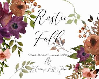 Rustic Boho Fall-rust and brown rose clipart-Fall bouquets and art. WC264