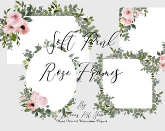 Pink Rose Frames, Invitation Bouquet Frames with a White Background. WC326