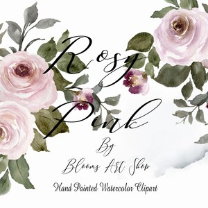 Rose Floral Clipart Watercolor Roses l Clipart Dusty Rose Blush Clipart Watercolor Wedding Clipart. Wc403