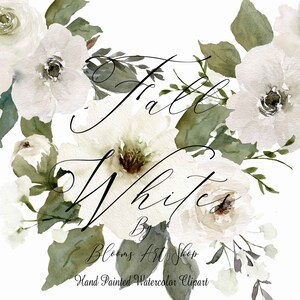 Aquarell weiße Pfingstrose Digital Clipart - Vintage weiße Rose Blumen Clipart - Elegante neutrale Blumen für zeitlose Kreationen. WC502