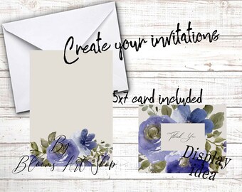 Blue Flower Clipart Bouquets, Watercolor Rose Bouquet Arrangements Blue Flowers. WC514