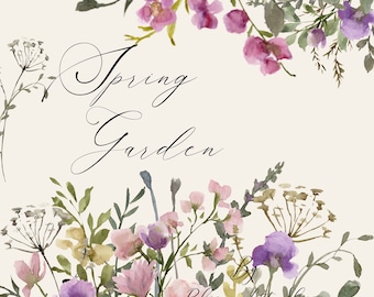 Pink Wildflower Clipart: Hand-Painted Floral Bouquet (Instant Download, PNG Files) WC566