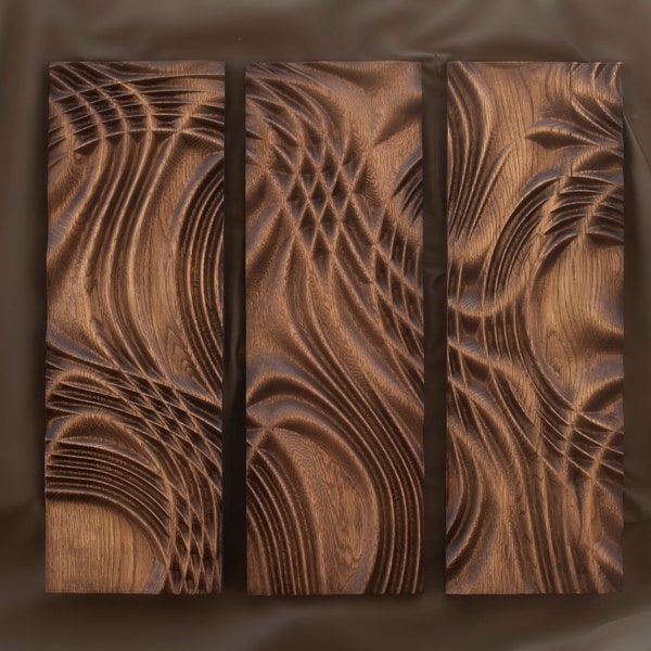 Wood wall art, home decor, bas-relief sculpture, woodcarving "Abstract flow"