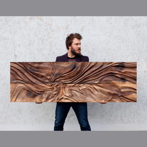 Large size Wood wall Sculpture, US Delivery Duty Paid, Wood Wall Art, Modern organic relief Sculpture, "Dagna 2" - Statement art -