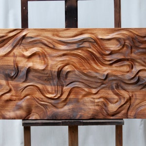 Large size Wood Sculpture, &quot;Flames&quot; Wood Wall Art, Modern organic relief Sculpture
