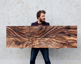 Large size Wood Sculpture, Wood Wall Art, Modern organic relief Sculpture