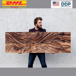 Large size Wood wall Sculpture, US Delivery Duty Paid, Wood Wall Art, Modern organic relief Sculpture, "Dagna 2" - Statement art -