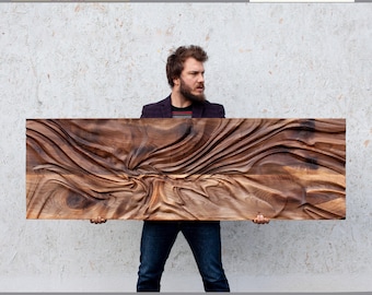 Large size Wood wall Sculpture, US Delivery Duty Paid, Wood Wall Art, Modern organic relief Sculpture, "Dagna 2" - Statement art -