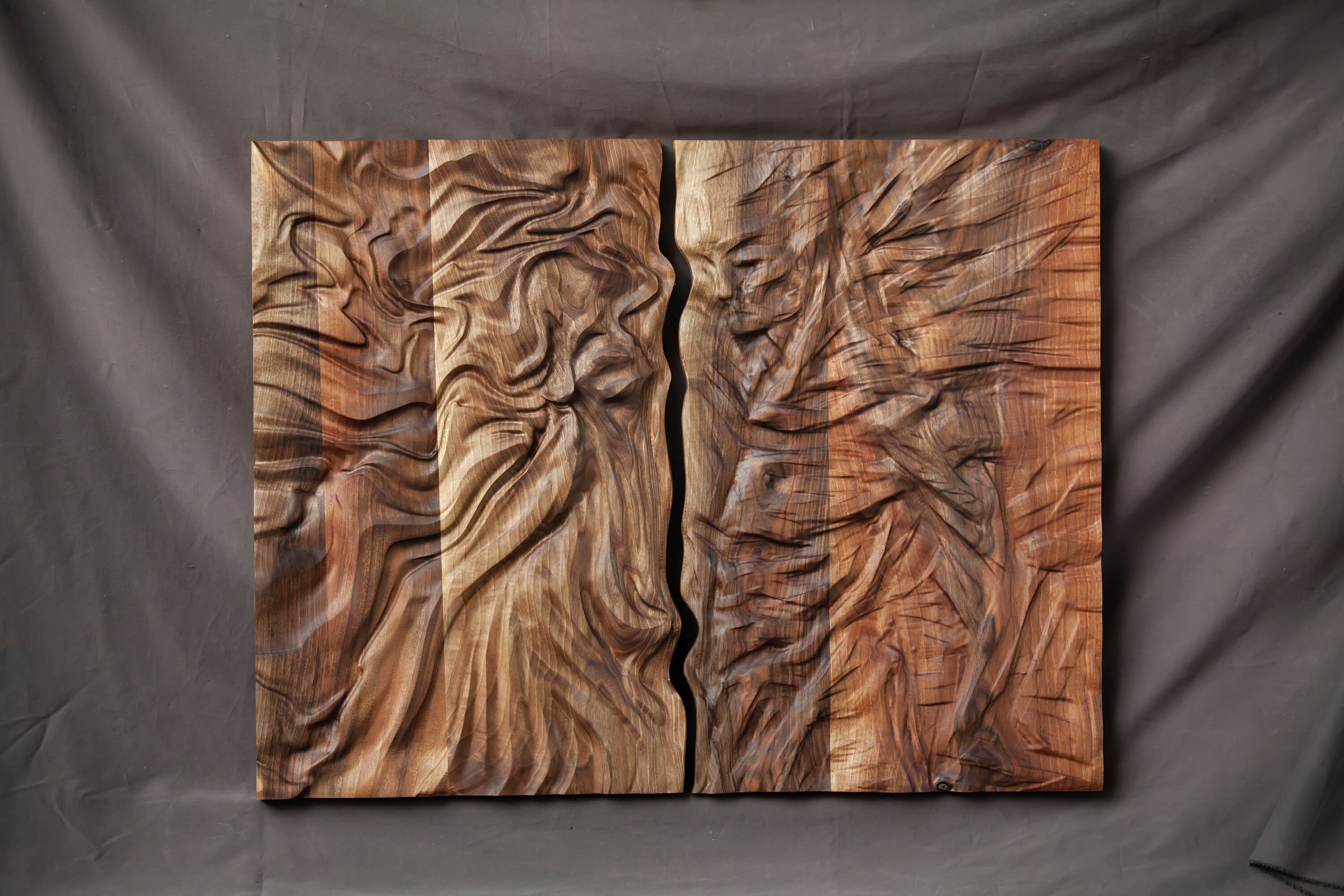 Large Size Wood Sculpture, Wood Wall Art, Modern Organic Relief Sculpture 
