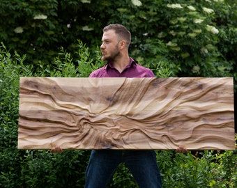 Large size Wood Sculpture, US Delivery Duty Paid, "Dagna", Wood Wall Art, Modern organic relief wall Sculpture, Statement art