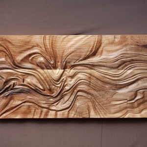Large size Organic Wood Wall Art, Abstract Wood Sculpture, Woodcarving, "Abstract flow 2"
