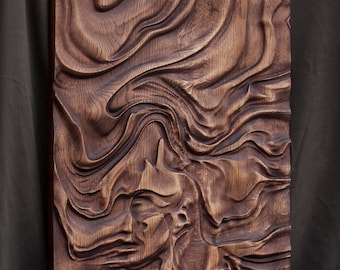 Organic Wood Wall Art, woodcarving, "Smoking girl"