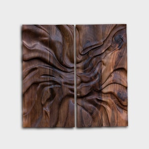 Arte mural en madera, envío a EE. UU. con impuestos pagados, bajorrelieve de nogal macizo, escultura mural de madera, "Flujo suave", diseño abstracto moderno