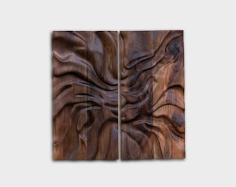 Wood Wall art, solid wood bas-relief, wooden sculpture, "Gentle flow"