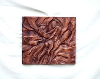 Wood Wall Art, woodcarving, "He and She"