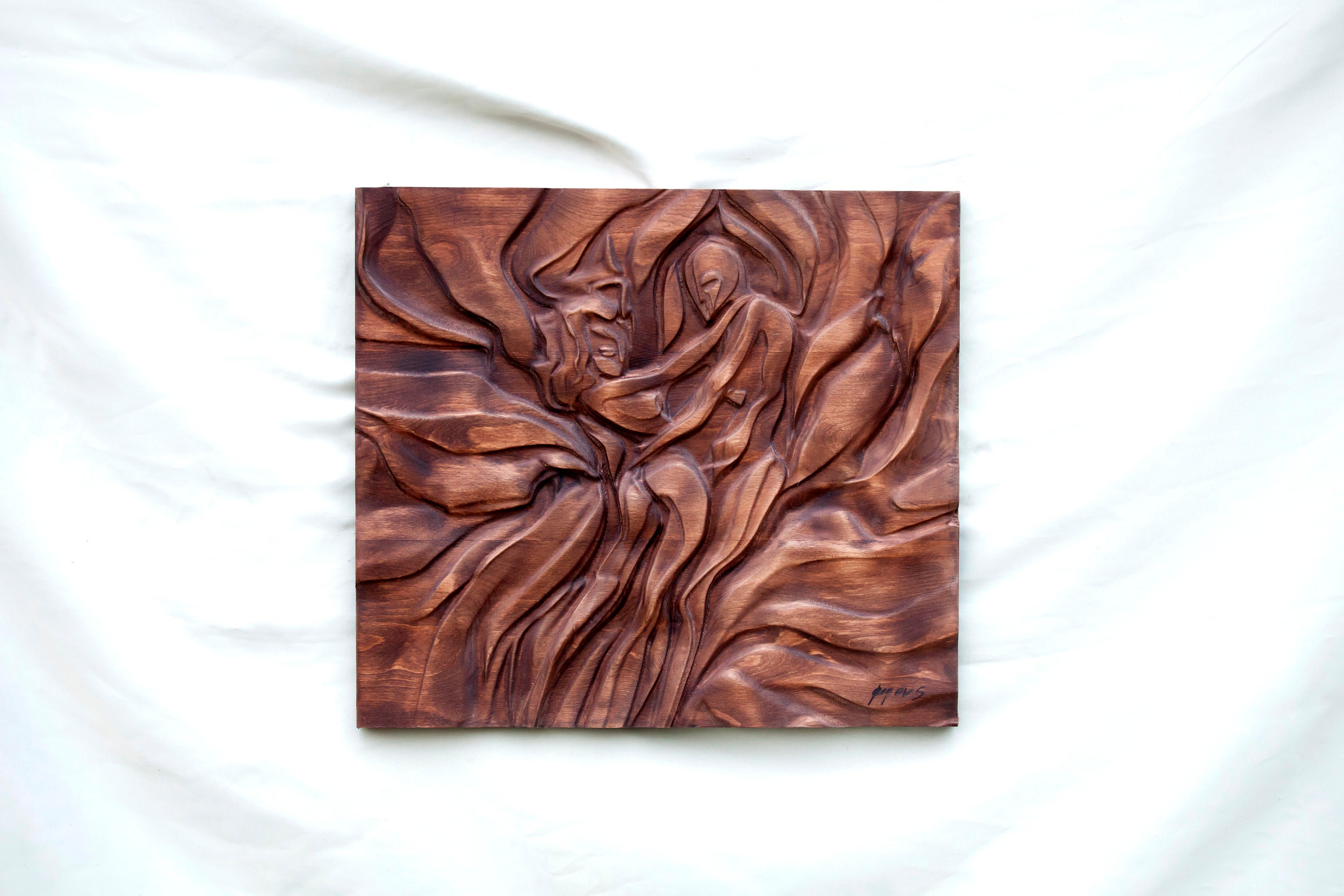 Holz-Wand-Kunst Holzschnitzerei Er und sie | Etsy