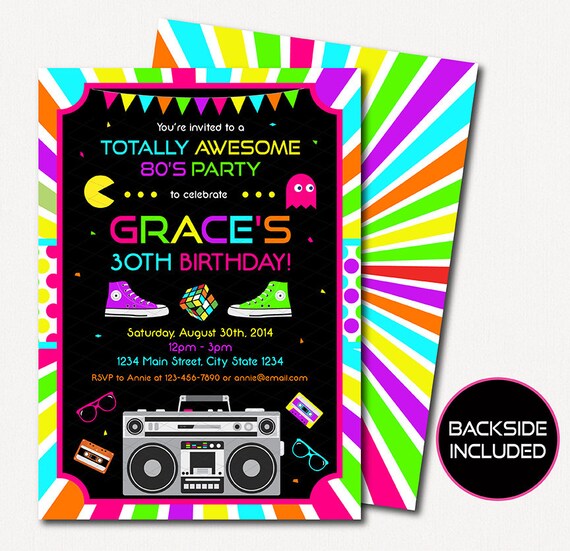 Des années 80 Invitation fête danniversaire des années 80 | Etsy