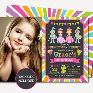 Invitation Des Chevaliers Et Princesses Anniversaire De La Etsy