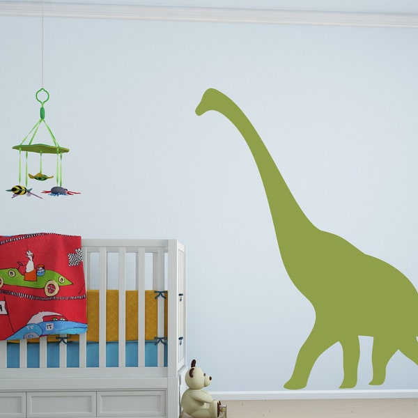 Kids Dinosaur Wall Decal, Large Brontosaurus Vinyl Sticker, Boys Room Decor, Prehistoric Theme Nursery Art, Playroom Wall Mural D00525