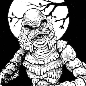 The Creature *Print* - Creature from the Black Lagoon - Horror Art - Monster Art - Classic Monsters - Universal Monsters - Halloween Decor