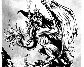 Rey bruja de Angmar impresión - LOTR - Fellbeast - Arte rey brujo - IMPRESión LOTR - Tolkein - Dragón - Arte de fantasía