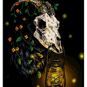 Darksome Summer Darkness Art Print - Dark Art - Dark Surrealism - Spooky - Goat Skull - Goat Art - Halloween Art - Horror