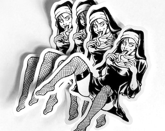 Sexy Monja Pegatina - Monja - Horror - Arte de Terror - Succubus- Oculto - Macabre - Pinup - Regalos de Terror - Horror Decal - Vinilo Pegatina -