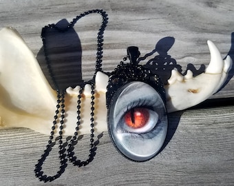 Collar de ojos de acuarela - Ojo de gato - Criatura - Vampiro - Gato negro - Dragón - Lobo - Hombre lobo - Demonio - Cabra - Pintura de acuarela