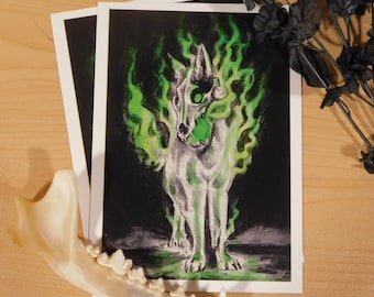 Ghost Wolf PRINT - Demonio - Arte de terror - Regalos de terror - Arte del lobo - Halloween - Arte oscuro - Demoníaco - Espeluznante - Monstruo