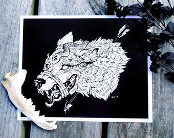 Impresión Giclée Perseverancia - Edición Limitada - Arte de Lobos - Arte Oscuro - Monstruo - Arte Oscuro - Macabro - Impresión de Lobos - Decoración de Terror