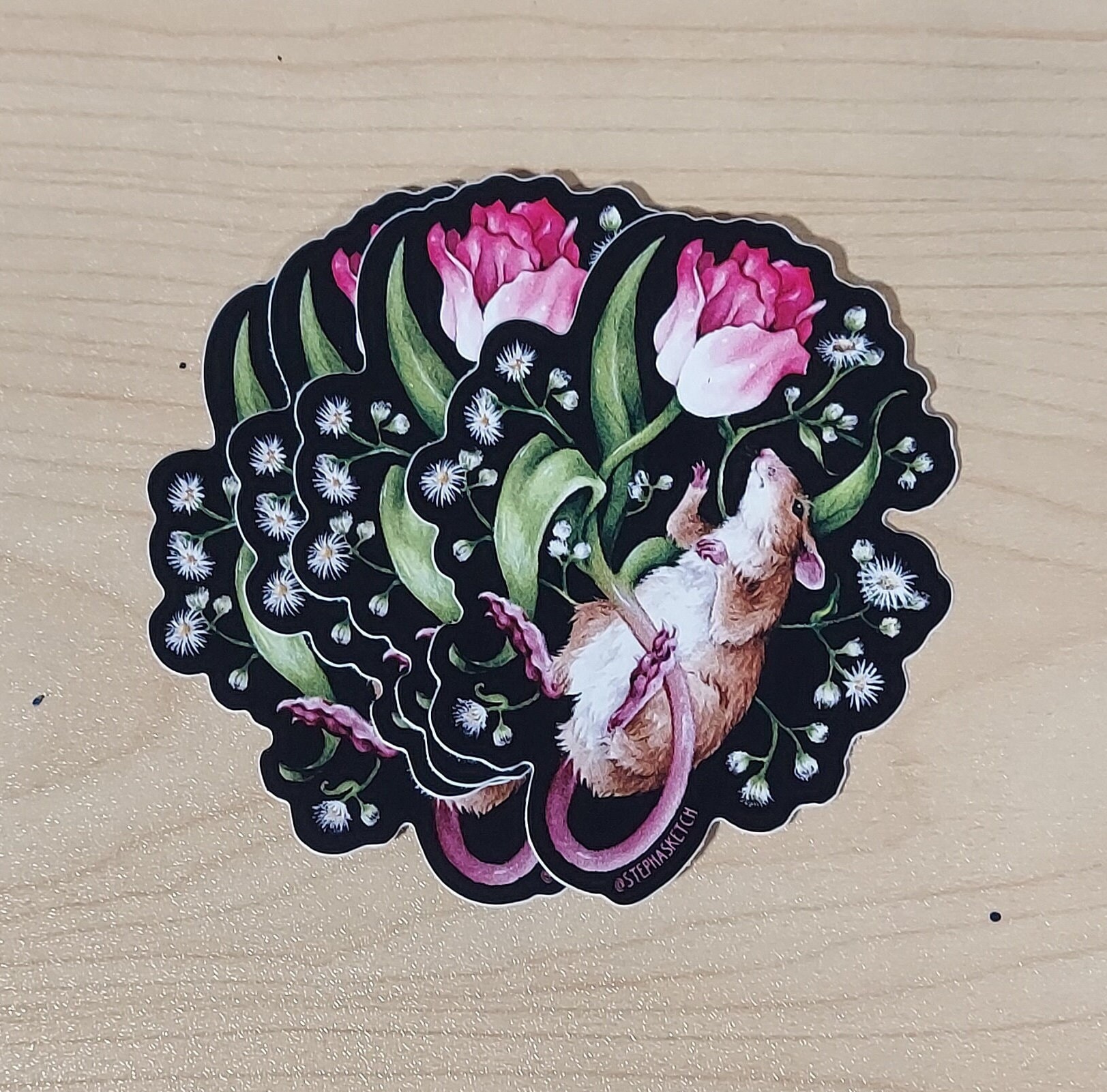 Metamorphosis Mouse Sticker - Dark Surrealism - Flower Art - Flower ...