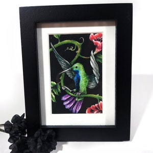 Holding On Mini Art Print - Hummingbird Art - Watercolor Painting - Fine Art Print - Dark Surrealism
