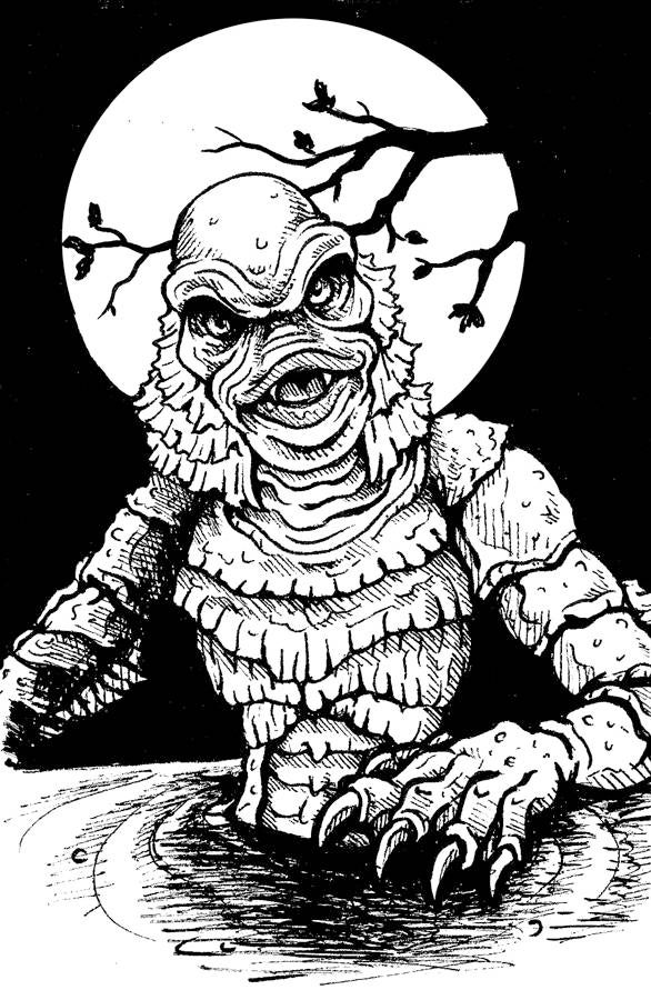 The Creature *print* - Creature From the Black Lagoon - Horror Art