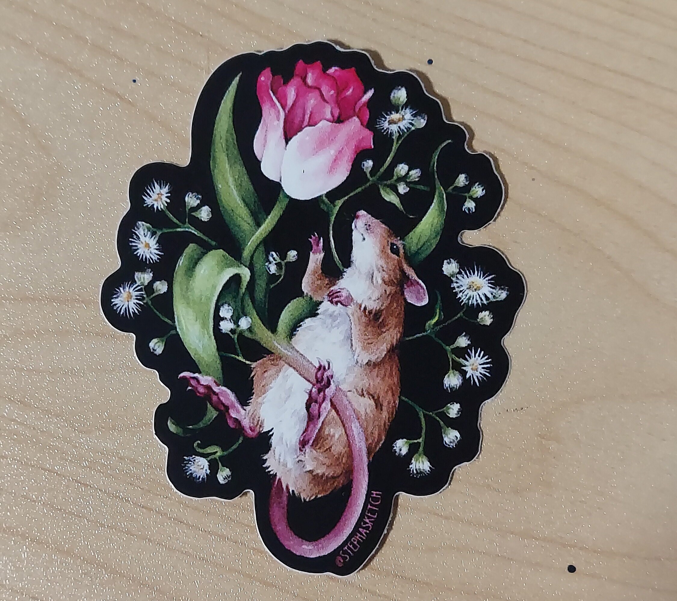 Metamorphosis Mouse Sticker - Dark Surrealism - Flower Art - Flower ...