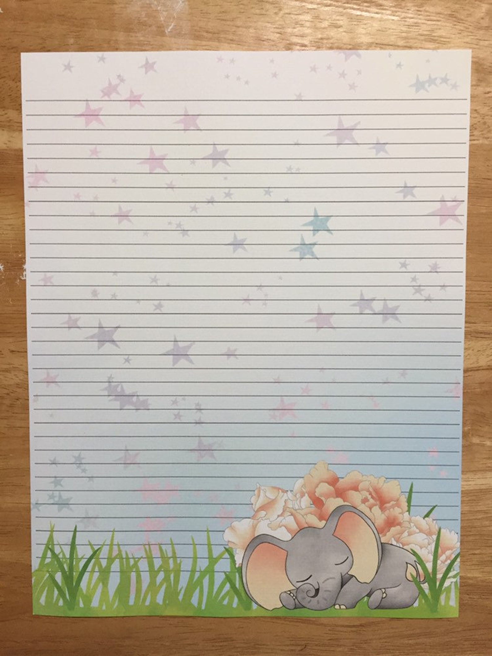 Cute Baby Elephant Stationery Writing Paper Etsy