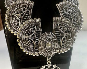 Bedouin Egyptian Silver (Tribal style) Brass Necklace 24''Length Made In Egypt