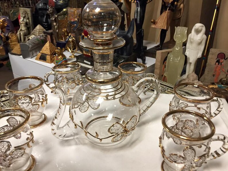 Unique Large Old Egyptian Blown Tea Coffee Set Glass - Etsy