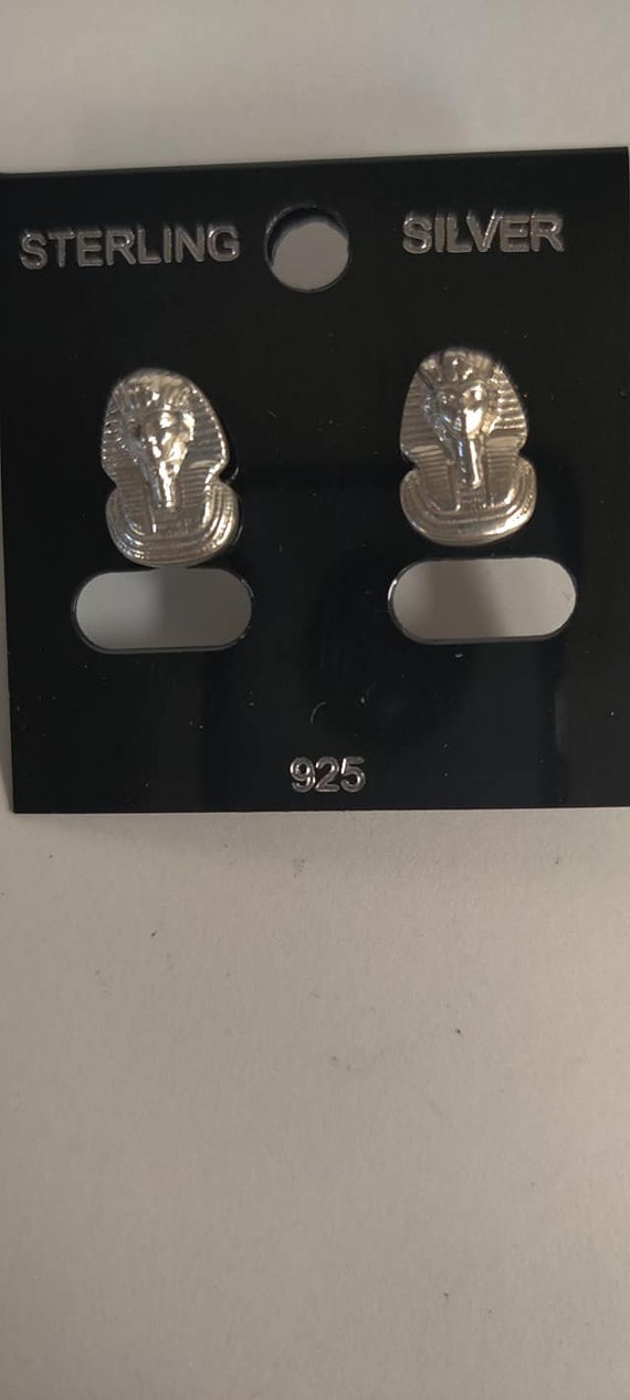 Unique Solid  Silver Egyptian Stud  King Tut  Ear… - image 2