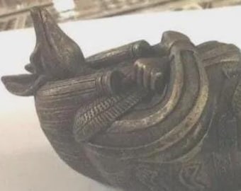 Unique Egyptian God Anubis  Sarcophagus W/ Mummy Hand Carved