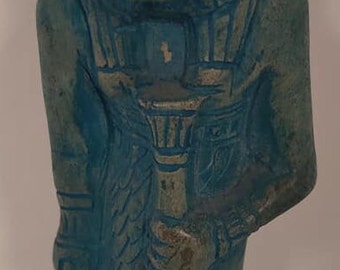 Unik liten egyptisk gudinna Sekhmet natursten 10 cm hög staty tillverkad i Egypten