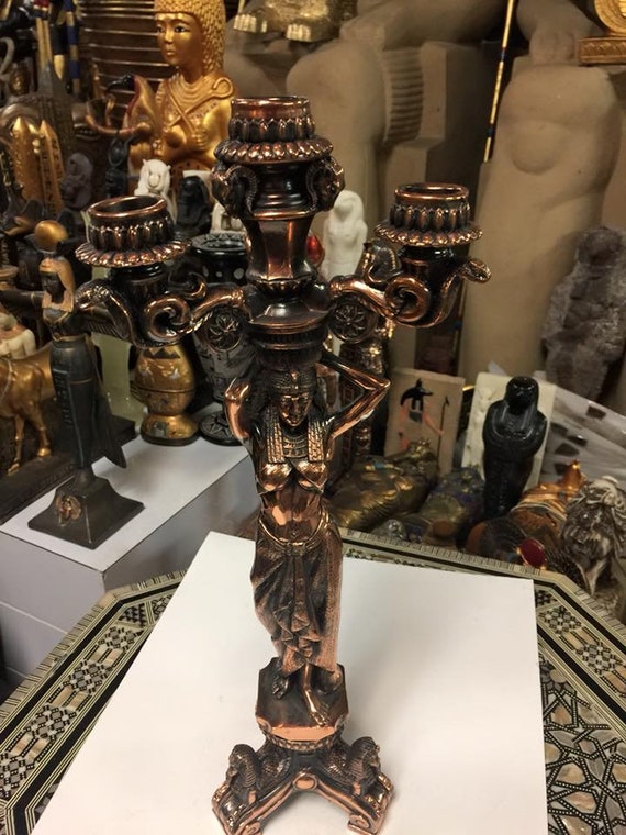 Unique Large Egyptian Goddess Isis Candle Copper W