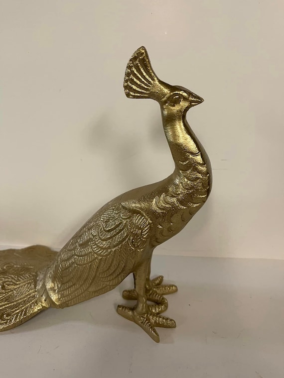 Vintage Antique Heavy Large Solid   Brass Peacock… - image 5