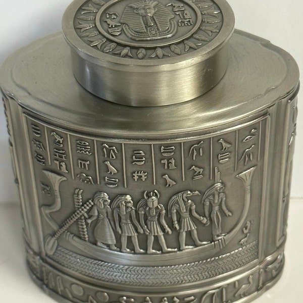 Unique Egyptian Pewter Jar  Mad in Egypt  (Cremation Urn for Ashes)