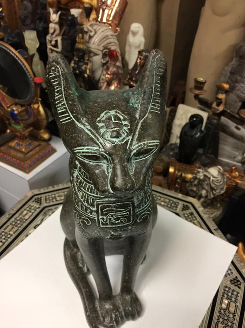 Unique Large Heavy Egyptian Cat Goddess Bast Statue Made