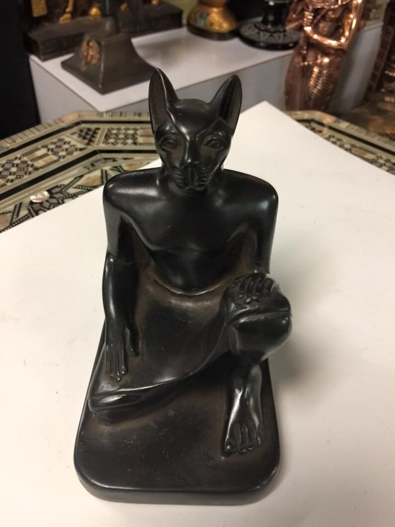 Unique Egyptian Cat Statue Reading Hieroglyphics Made in Egypt Etsy
