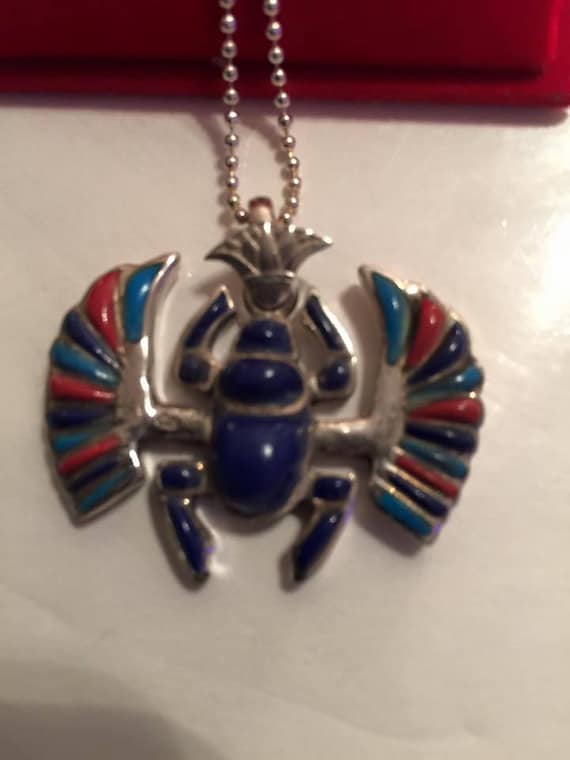 Vintage Egyptian Sterling Silver Scarab Charm wit… - image 8