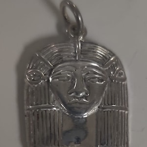 Unique Sold Silver Egyptian Charm Goddess Hathor  1 1/2'' L x 1'' W Stamped Made In Egypt