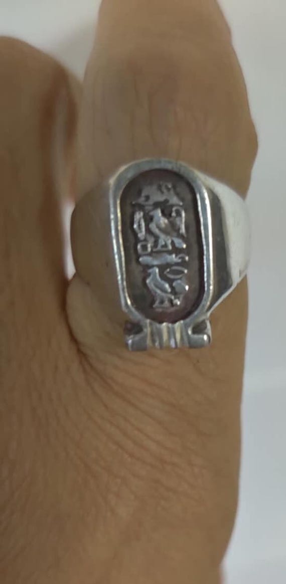 Unique  Egyptian Heavy chartouch  Ring Solid Silv… - image 1
