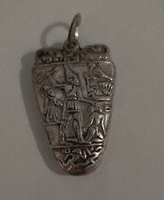 Unique Solid Silver Stamped  Egyptian  Pendant/Ch… - image 3