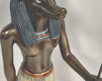 Unique Art Hand Carved Egyptian God Anubis statue  8'' H Home Decoration